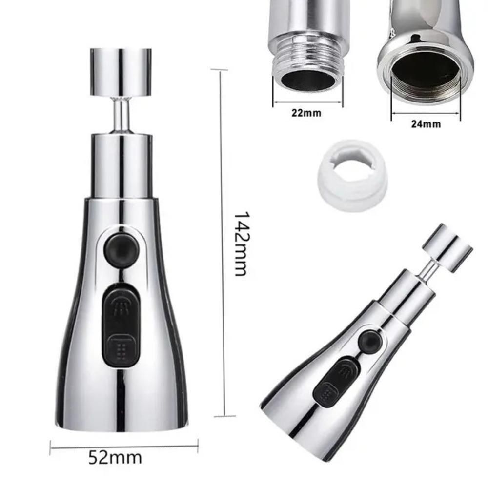 Kitchen Faucet 3-Function Pull Down Sink Sprayer Attachment for Faucet Pull Out Spray Head Big Angle Rotatable Anti -Splash Faucet for Kitchen Rotating Sink Faucet Aerator (silver)