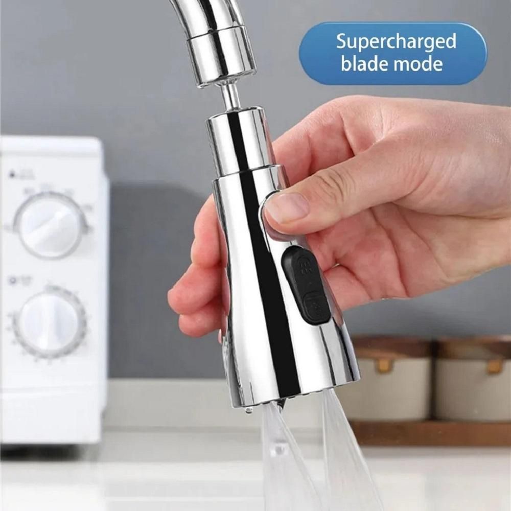 Kitchen Faucet 3-Function Pull Down Sink Sprayer Attachment for Faucet Pull Out Spray Head Big Angle Rotatable Anti -Splash Faucet for Kitchen Rotating Sink Faucet Aerator (silver)